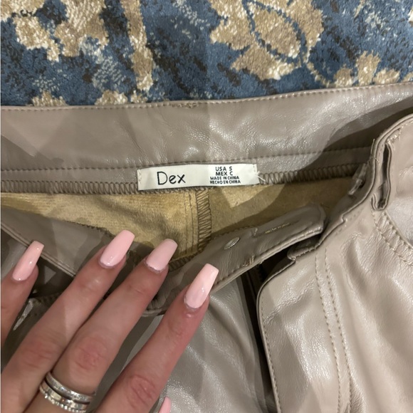 Leather taupe pants, worn one time, purchased from Hudson Bay, brand Dex, - Picture 2 of 2